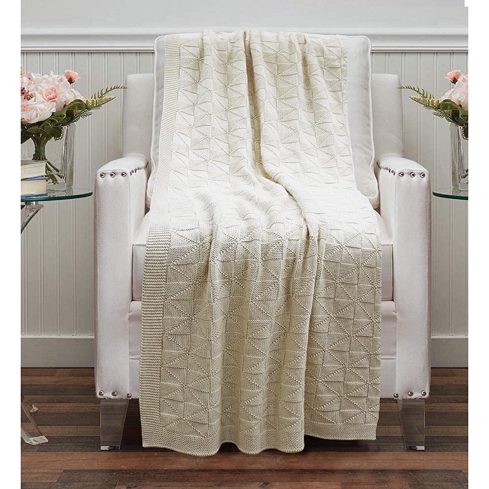 Cotton Throw Blanket Soft 100 Cotton Knitted Throw Sofa Etsy