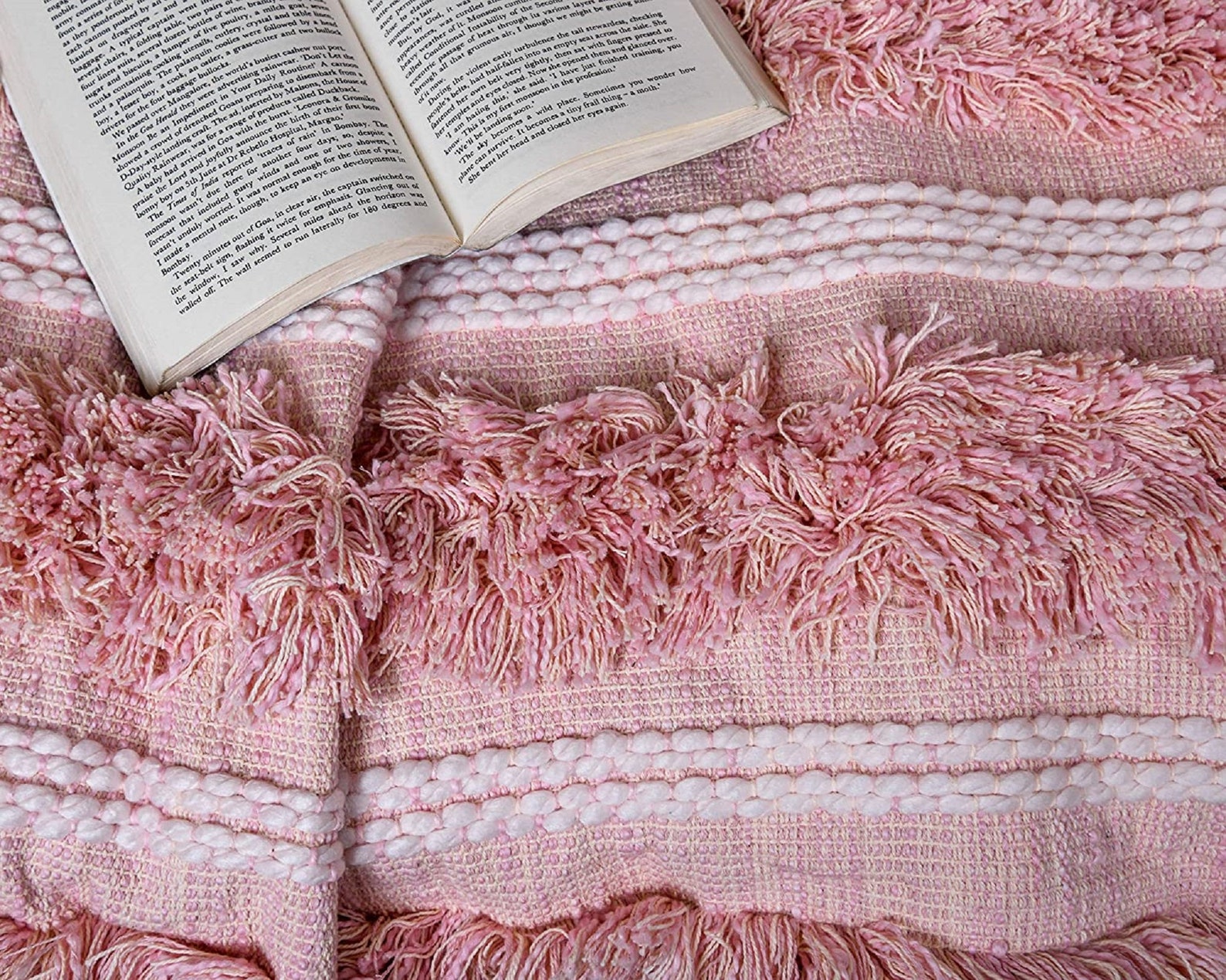 Pink Throw Blanket Cozy Woven Cotton Decorative Couch Bed Etsy