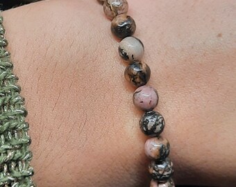 Bracelet Rhodonite réglable avec chaînette d'extension