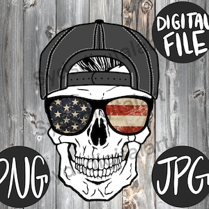 Men/Man Skull/Sunglasses/American Flag JPEG, PNG, File Waterslide Decal Tshirts, Tumblers, Crafts