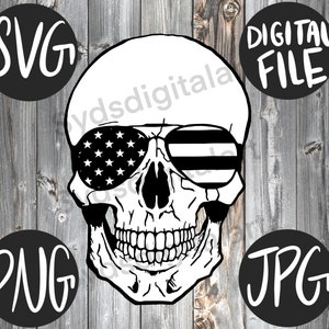 Men/Man Skull/Bald/Sunglasses/American Flag JPEG, PNG, SVG File Waterslide Decal Tshirts, Tumblers, Crafts