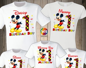 Mickey Family Shirts Mickey 2 Baby Birthday Shirt Mommy Dad Brother Personalized Age Birthday Matching Custom Birthday Boy Mickey Mouse