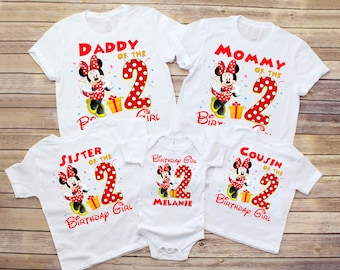 Minnie Family Shirts Minnie Mouse Birthday Shirt Mommy Dad Personalized Age Birthday Matching Custom Birthday Girl Minnie Mouse Disney Shirt