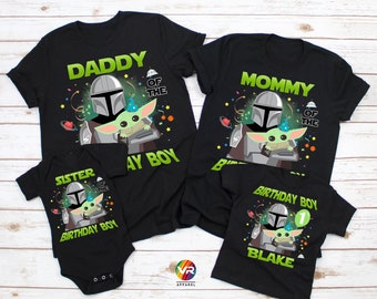 Camiseta de cumpleaños familiar de Baby Yoda, Camiseta a juego, Camiseta para fiesta de cumpleaños de Mandalorian, Camiseta de cumpleaños personalizada, Camiseta de Baby Yoda, Camisetas de Disney