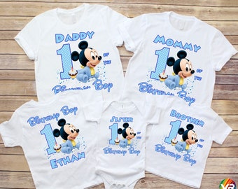 Camisetas familiares de Mickey, camiseta de cumpleaños de bebé Mickey, mamá, papá, hermano, personalizadas, para cumpleaños por edad, personalizadas, para niño, Mickey Mouse