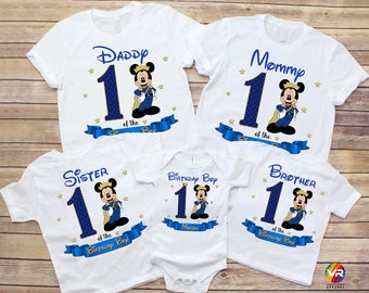 Camisetas familiares del primer cumpleaños de Mickey Mouse, temática del Príncipe