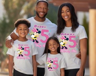 Minnie Family Shirts Minnie Mouse Birthday Shirt Mommy Dad Brother Personalized Age Birthday Matching Custom Birthday Girl Minnie Mouse