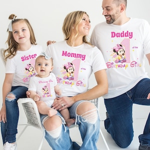 Minnie Family Shirts Minnie Baby Birthday Shirt Mommy Dad Brother Personalized Age Birthday Matching Custom Birthday Girl Minnie Mouse Girl