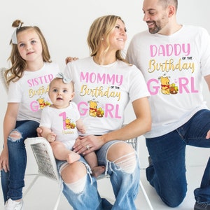 Winnie The Pooh Girl Birthday Shirt Matching Winnie The Pooh Shirts Pooh Bear Birthday family Shirts Toddler Birthday Shirt Mom Dad