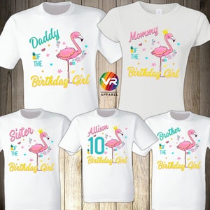 Flamingo Family Shirts Flamingo Birthday Girl Cute Pink Summer Birthday Sea Matching Custom Personalized