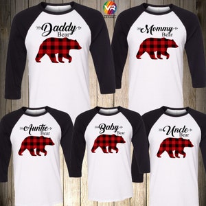 Christmas Family Shirts for Family Christmas Bear Matching Santa Elf Custom Personalized Shirts Xmas Christmas Mama Bear Papa Bear Mom Dad