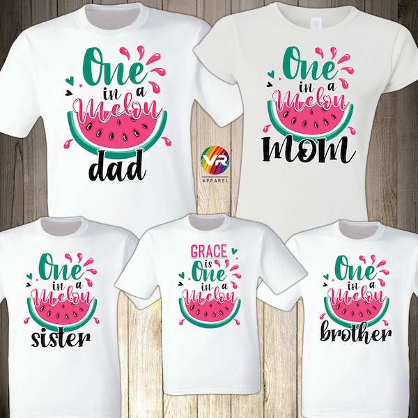 Melon Family Shirts Melon Birthday Girl Party One in a Melon Dad Mom Pink Birthday Summer Matching Custom Personalized Watermelon Cute