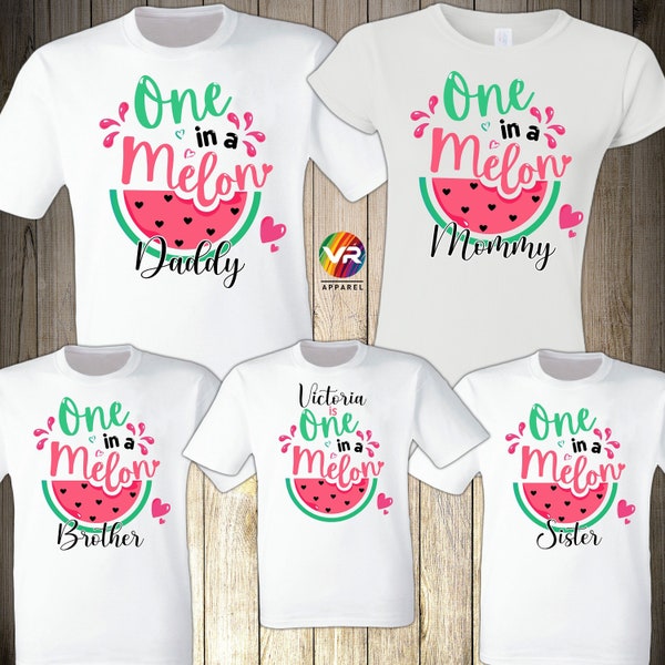 Melon Family Shirts Melon Birthday Girl Party One in a Melon Dad Mom Pink Birthday Summer Matching Custom Personalized Watermelon Cute