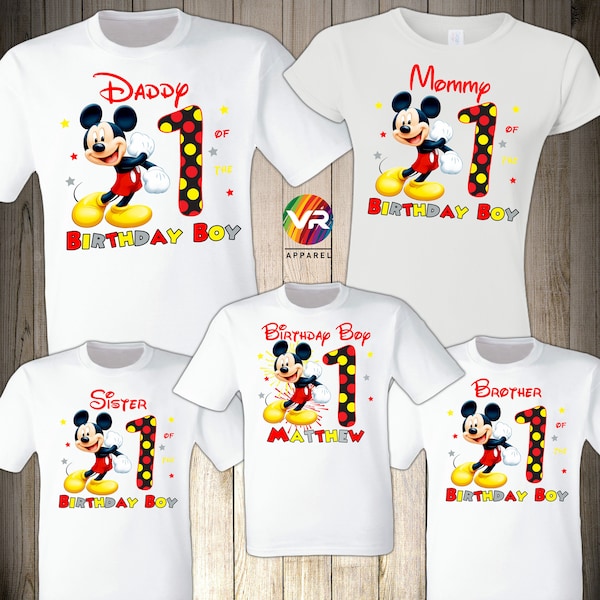 Mickey Family Shirts Mickey 2 Baby Birthday Shirt Mommy Dad Brother Personalized Age Birthday Matching Custom Birthday Boy Mickey Mouse