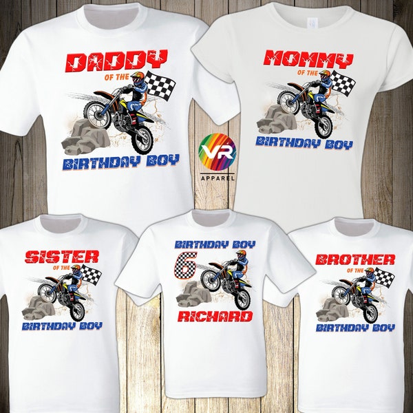 Motocross Birthday Shirts Matching Family Bike Birthday Boy Party Dirt Bike Lovers Boys Racing Custom Personalized Dirt Bike Shirts Mom Dad