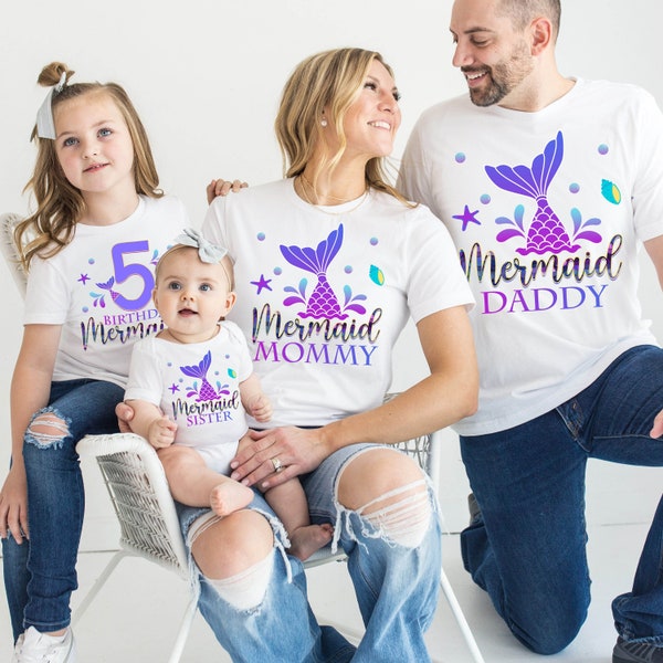 Dad Mermaid Funny Matching Shirts Merdad Matching Cute Set