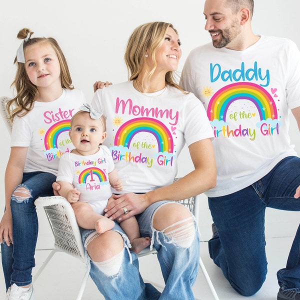 Chemise anniversaire arc-en-ciel Chemise anniversaire arc-en-ciel Chemise anniversaire famille assortie Chemise anniversaire personnalisée Chemise arc-en-ciel Jolie fille rose