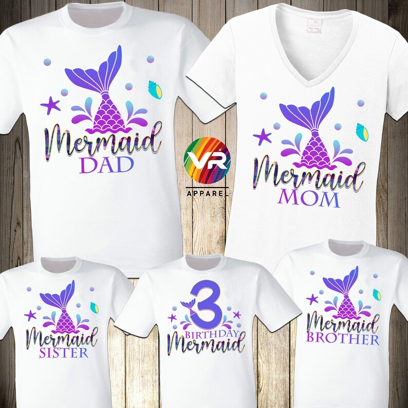 Mermaid Family Shirts Mermaid Birthday Girl Party Mer Mom Mer Etsy