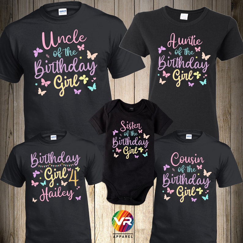 Butterflies Family Birthday Shirts Butterflies Shirt Pink Etsy