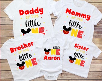 Camisetas familiares de primer cumpleaños de Mickey, atuendo personalizado a juego