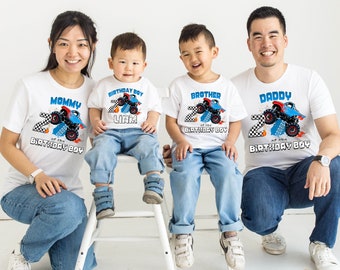 Monster Truck Family Shirts Wheels Birthday Monster Truck Birthday Boy Matching Custom Personalized Mom Dad Family Shirts Truck Party Boy