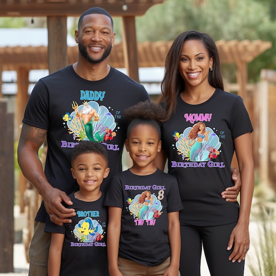 Camisas de la familia de la sirena cumpleanos de la sirena Ariel 2 fiesta de la nina La sirenita cumpleanos sirena mar a juego personalizado personalizado platija Etsy Mexico