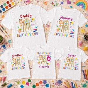 Art Paint Family Shirts Art Party Matching Birthday Girl Birthday Boy Party T-shirts Celebration Reunion Coloring Paint Kids