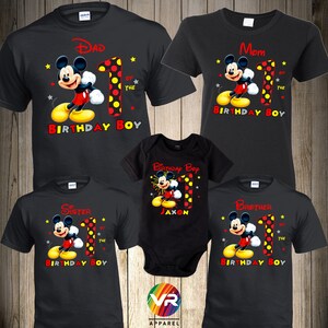 Mickey Family Shirts Mickey Baby Birthday Shirt Mommy Dad Brother Personalized Age Birthday Matching Custom Birthday Boy Mickey Mouse
