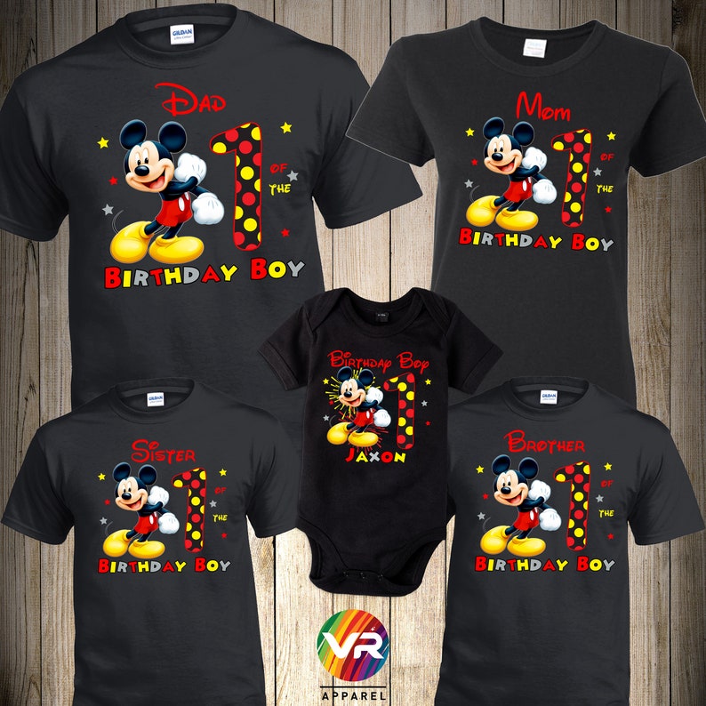 Mickey Family Shirts Mickey Baby Birthday Shirt Mommy Dad Brother Personalized Age Birthday Matching Custom Birthday Boy Mickey Mouse