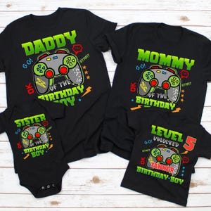 Gamer Birthday Boy Shirt Family Birthday Shirt Gaming Boy Personalized Gamer Shirt Video Game Birthday Shirt Gamer Birthday Level Up Shirt