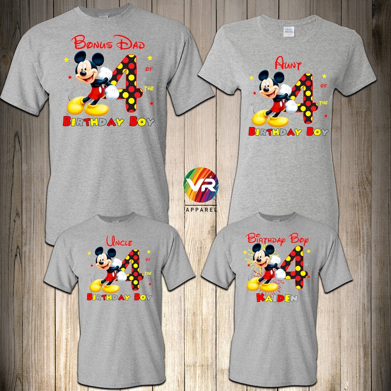 Mickey Family Shirts Mickey Baby Birthday Shirt Mommy Dad Brother Personalized Age Birthday Matching Custom Birthday Boy Mickey Mouse