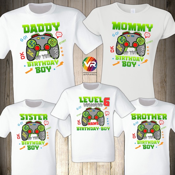 Gamer Birthday Boy Shirt Family Birthday Shirt Gaming Boy Personalized Gamer Shirt Video Game Birthday Shirt Gamer Birthday Level Up Shirt