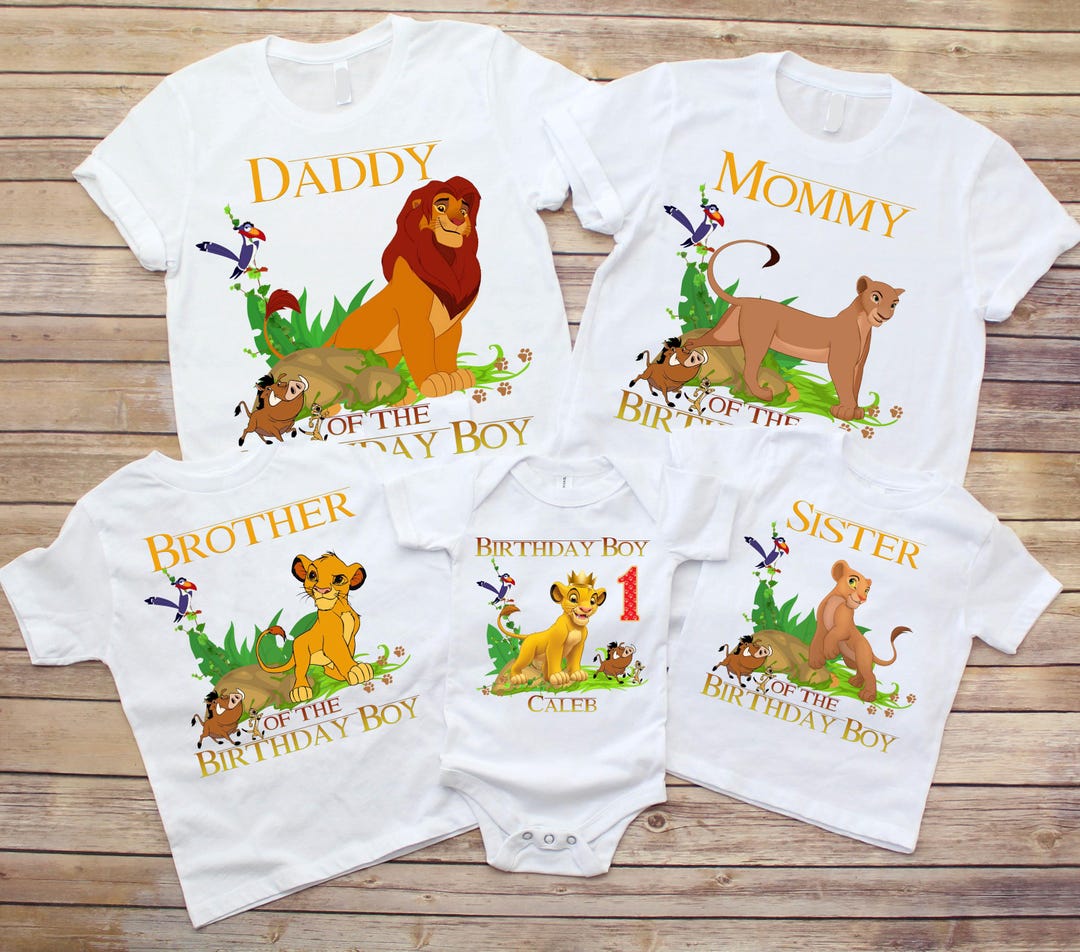 Camiseta de cumpleaños familiar del Rey León, camiseta familiar a juego,  camiseta de fiesta de cumpleaños del Rey León, camiseta de cumpleaños