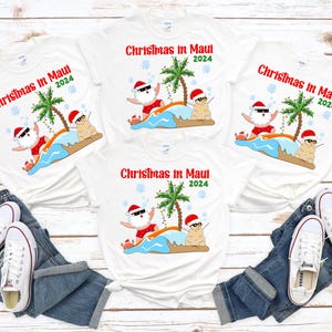 Christmas Family Shirts Personalized Tropical Beach Christmas Matching Tropical T-shirts Playa Navidad Christmas Beach Vacation Sand 2024