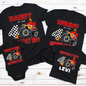 Monster Truck Family Shirts Wheels Birthday Monster Truck Birthday Boy Matching Custom Personalized Mom Dad Family Shirts Truck Birthday
