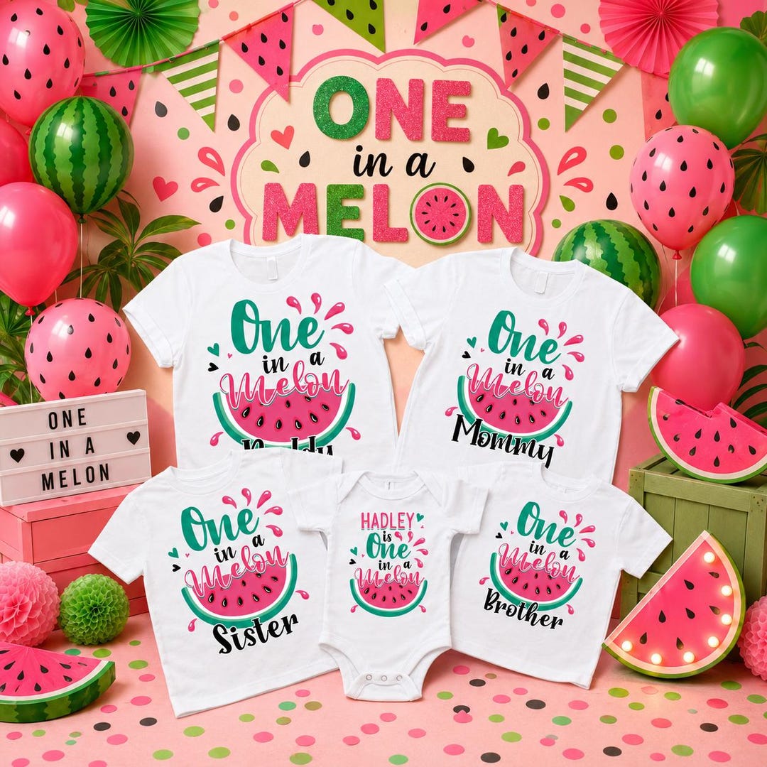 Melon Family Shirts Melon Birthday Girl One in a Melon Party Dad Mom ...