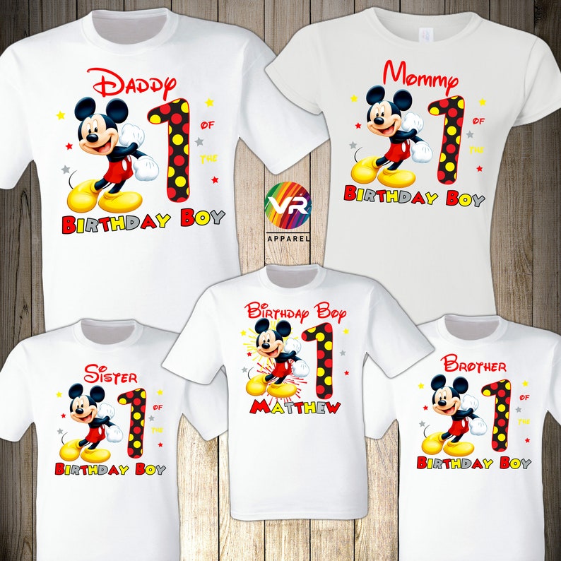 Mickey Family Shirts Mickey Baby Birthday Shirt Mommy Dad Brother Personalized Age Birthday Matching Custom Birthday Boy Mickey Mouse