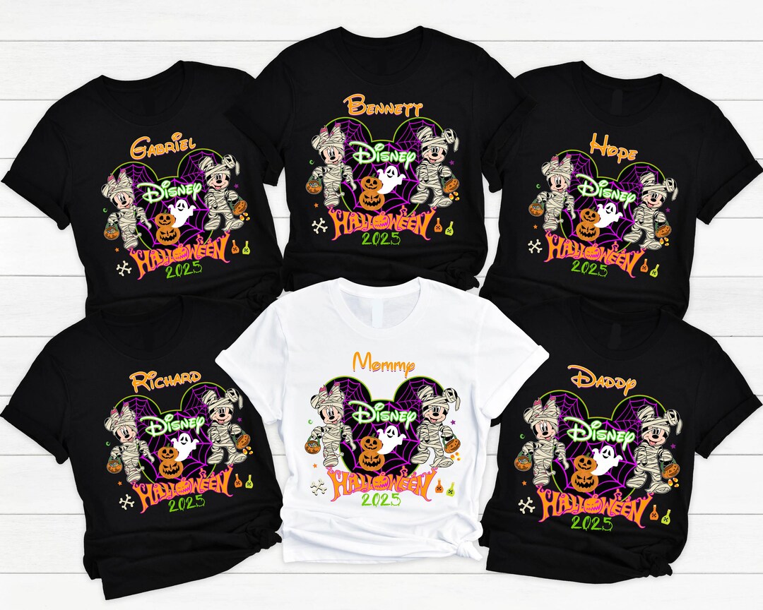Halloween Family Shirts Disney Matching Family Personalized Halloween  Shirts Pumpkin Disney Family Trip Mickey Minnie Disneyworld Shirt