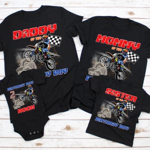 Motocross Birthday Shirts Matching Family Bike Birthday Boy Party Dirt Bike Lovers Boys Racing Custom Personalized Dirt Bike Shirts Mom Dad
