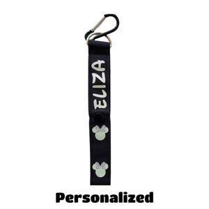 Personalized Minnie Ears Headband Holder Lanyard, Strap, Keychain, Ear Saver for Backpack Purse - Custom Birthday Team Gift Disney Trip