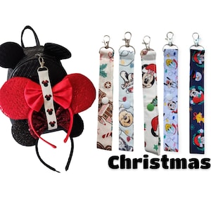 Disney Christmas Ears Headband Holder Lanyard, Strap, Keychain, Ear Saver for Backpack Purse