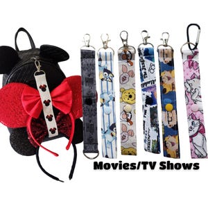 Movie TV Ears Disney Headband Holder Lanyard, Strap, Keychain, Ear Saver for Backpack Purse