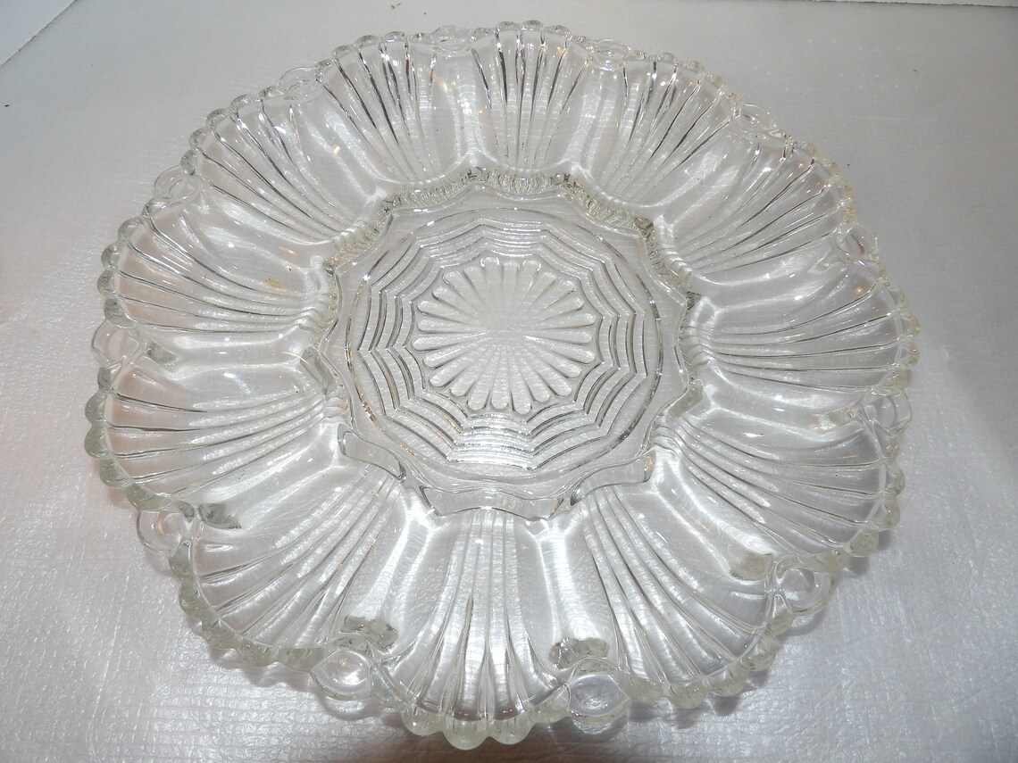 Vintage Anchor Hocking Clear Glass Deviled Egg Plate Etsy