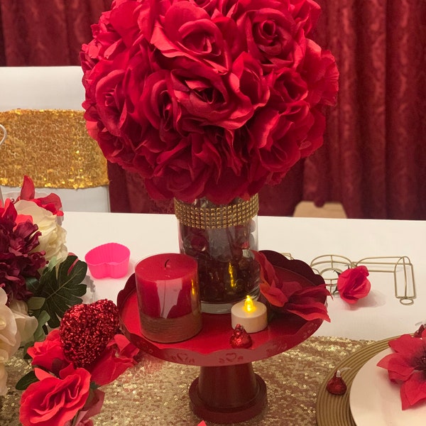 Red Rose Centerpiece Etsy