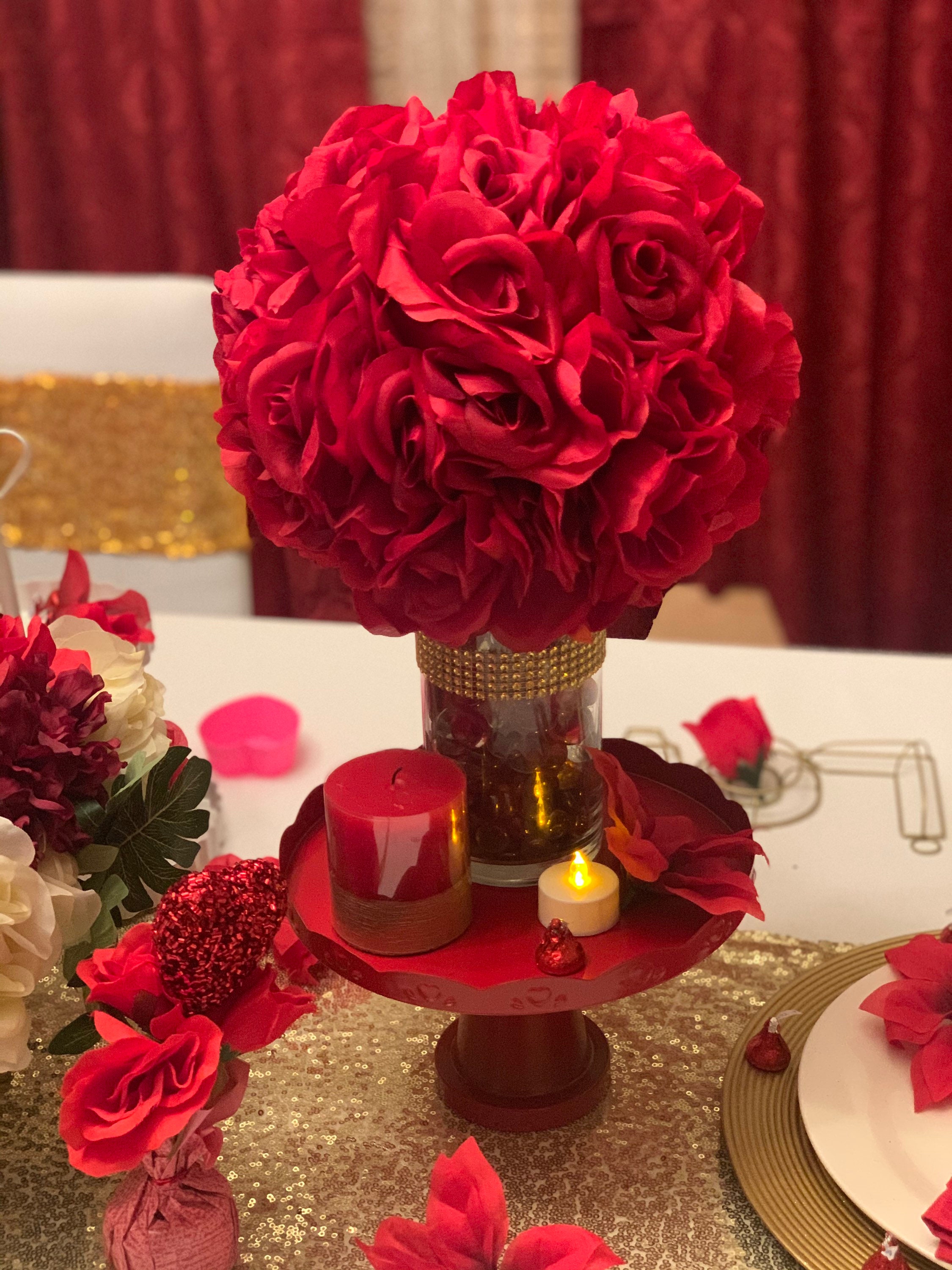 Red Rose Ball Centerpiece Etsy