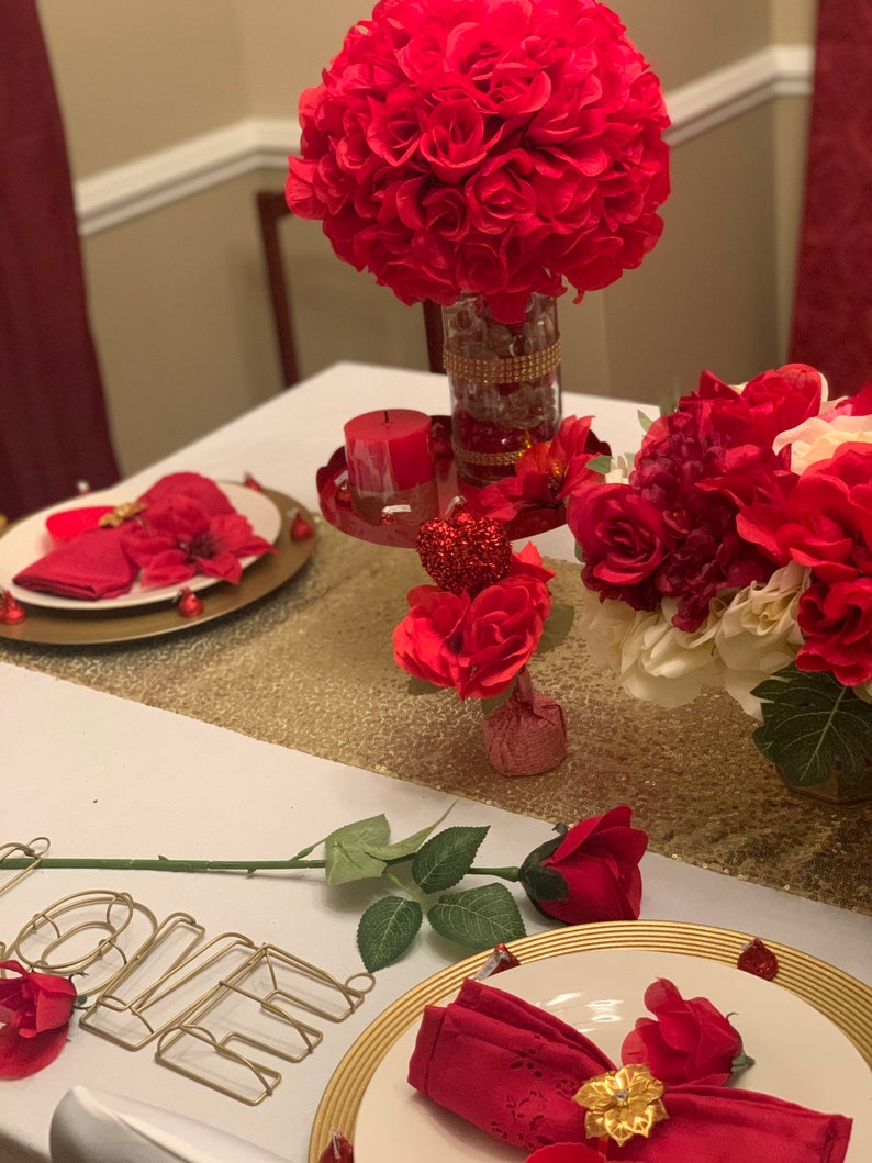 Red Rose Ball Centerpiece Etsy
