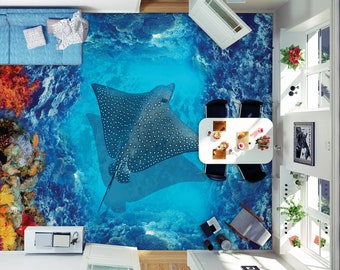 Bar Pattern Wallpaper Vinyl Decals Stickers Office Home Decor Devil fish wall Decal Nautical Marine Stingray Kids room Wall Sticker Bedroom