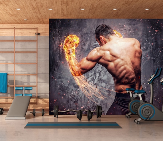 3D Powerful Boxing 5162 Gym Sports Wallpaper Mural Self Adhesive Peel and  Stick Wall Sticker Wall Decoration Removable Workout Training Romy