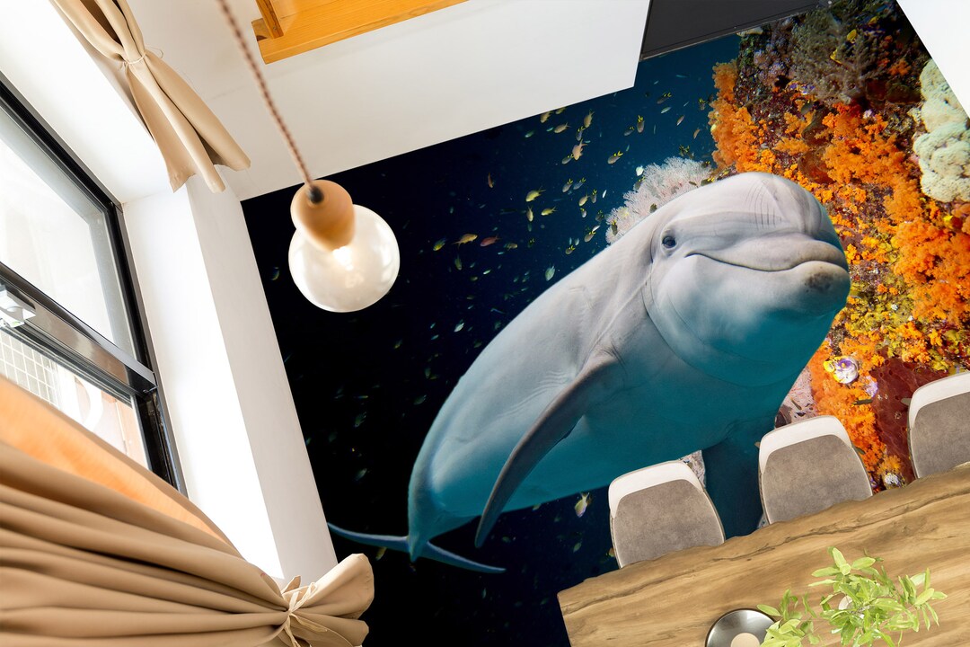 3D Dolphin Fish 5727 Floor Wallpaper Murals Self-adhesive Removable ...