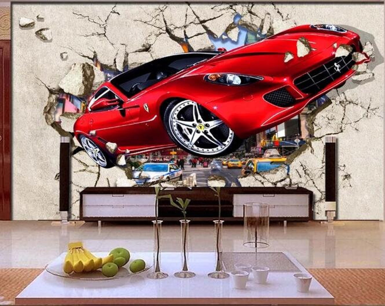 Red Sports Car A025 Wallpaper Mural Self Adhesive Peel and - Etsy
